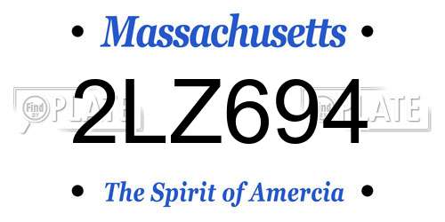 2LZ694 Massachusetts License Plate