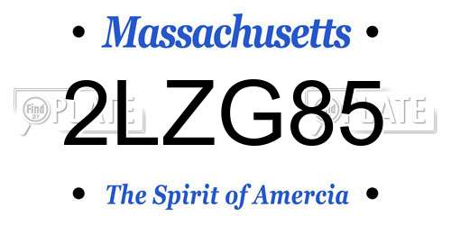 2LZG85 Massachusetts License Plate