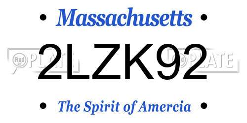 2LZK92 Massachusetts License Plate