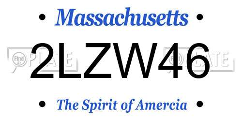 2LZW46 Massachusetts License Plate