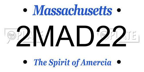 2MAD22 Massachusetts License Plate
