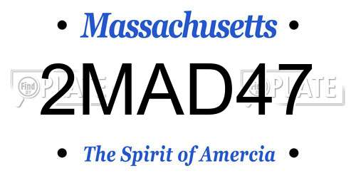 2MAD47 Massachusetts License Plate