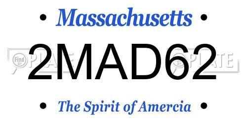 2MAD62 Massachusetts License Plate