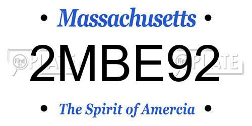 2MBE92 Massachusetts License Plate