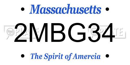 2MBG34 Massachusetts License Plate
