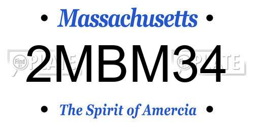 2MBM34 Massachusetts License Plate