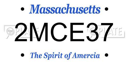 2MCE37 Massachusetts License Plate