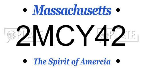 2MCY42 Massachusetts License Plate
