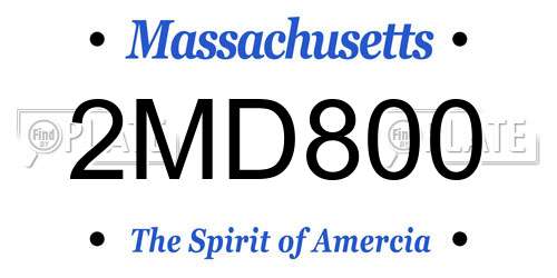 2MD800 Massachusetts License Plate