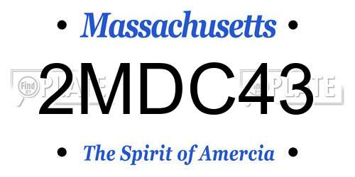 2MDC43 Massachusetts License Plate