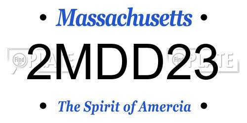 2MDD23 Massachusetts License Plate