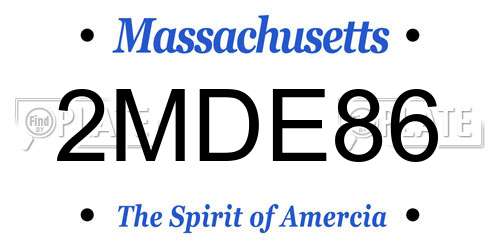 2MDE86 Massachusetts License Plate