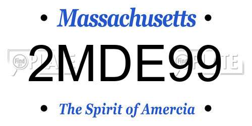 2MDE99 Massachusetts License Plate