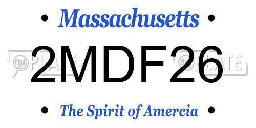 2MDF26 Massachusetts License Plate