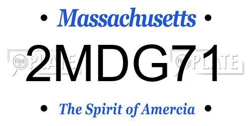 2MDG71 Massachusetts License Plate