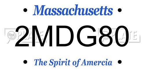 2MDG80 Massachusetts License Plate