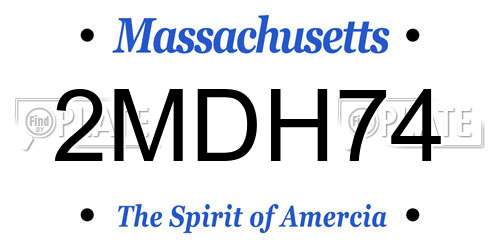 2MDH74 Massachusetts License Plate