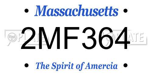 2MF364 Massachusetts License Plate