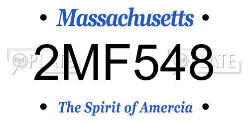 2MF548 Massachusetts License Plate