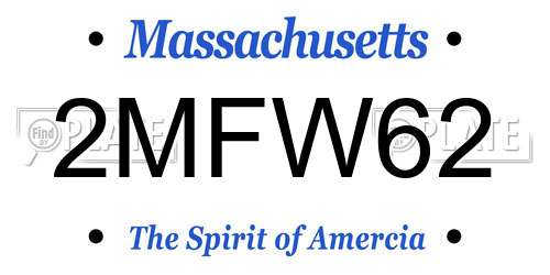 2MFW62 Massachusetts License Plate