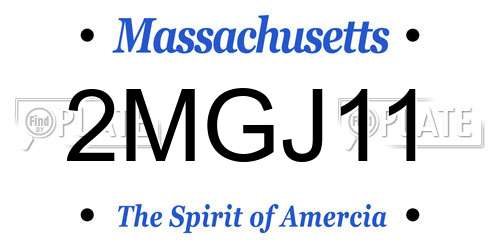 2MGJ11 Massachusetts License Plate