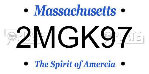 2MGK97 Massachusetts License Plate