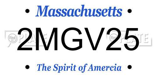 2MGV25 Massachusetts License Plate