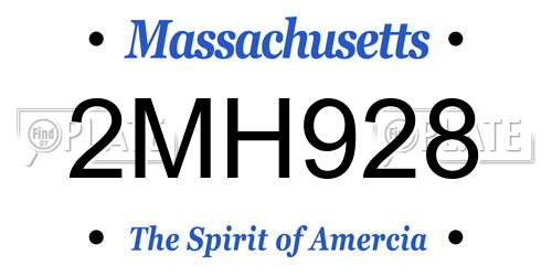 2MH928 Massachusetts License Plate