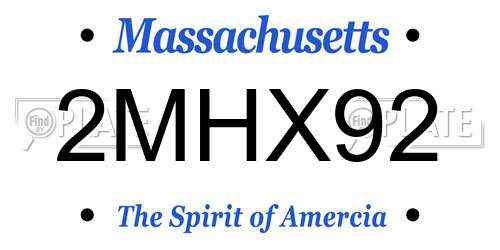 2MHX92 Massachusetts License Plate