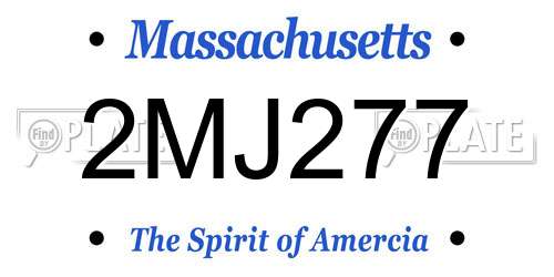 2MJ277 Massachusetts License Plate