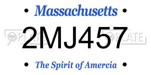 2MJ457 Massachusetts License Plate