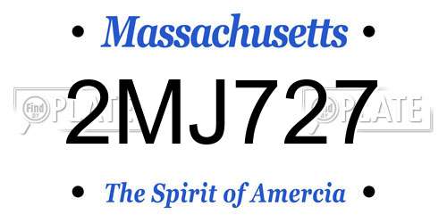 2MJ727 Massachusetts License Plate
