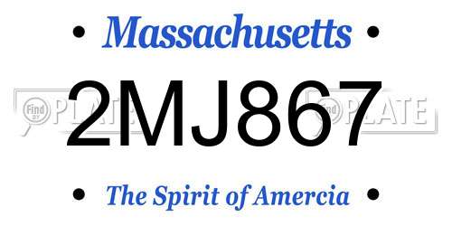 2MJ867 Massachusetts License Plate