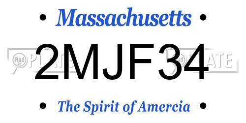 2MJF34 Massachusetts License Plate