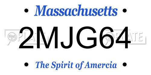 2MJG64 Massachusetts License Plate