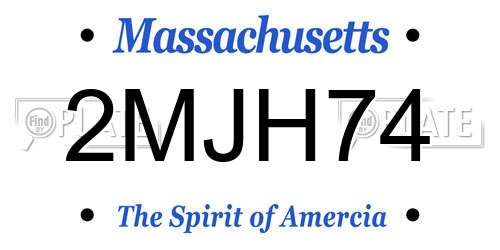 2MJH74 Massachusetts License Plate