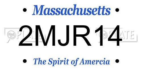 2MJR14 Massachusetts License Plate