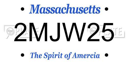 2MJW25 Massachusetts License Plate