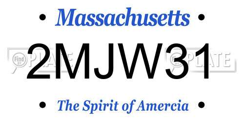 2MJW31 Massachusetts License Plate