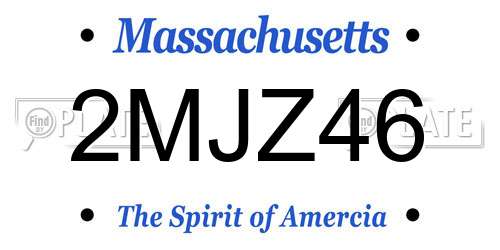 2MJZ46 Massachusetts License Plate