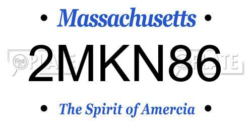 2MKN86 Massachusetts License Plate