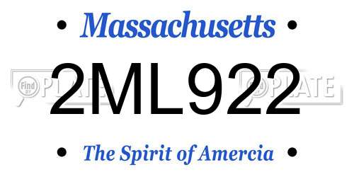 2ML922 Massachusetts License Plate