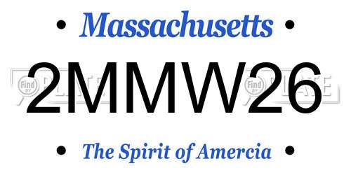 2MMW26 Massachusetts License Plate