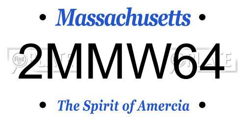 2MMW64 Massachusetts License Plate