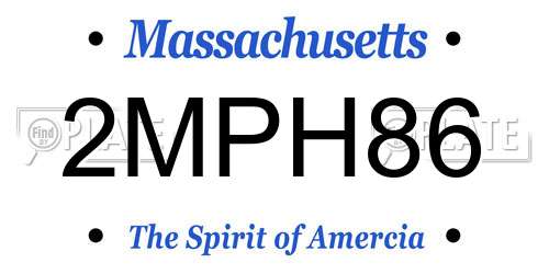 2MPH86 Massachusetts License Plate