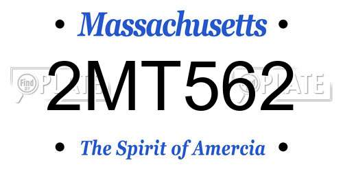 2MT562 Massachusetts License Plate