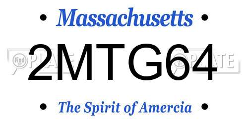 2MTG64 Massachusetts License Plate