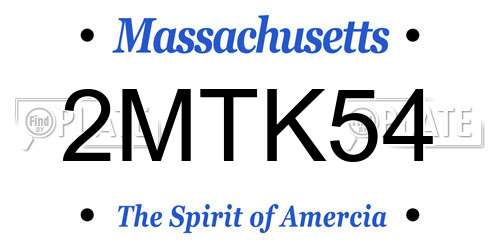 2MTK54 Massachusetts License Plate