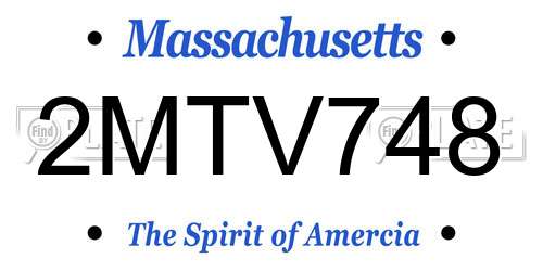 2MTV748 Massachusetts License Plate