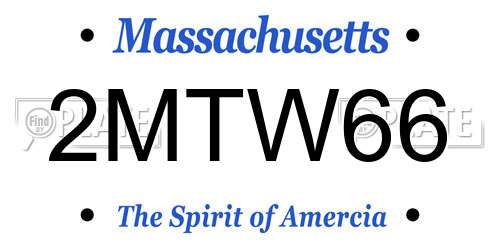 2MTW66 Massachusetts License Plate